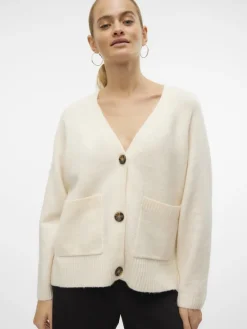 VMBOOM LS V-NECK BUTTON CARDIGAN GA NOOS birch
