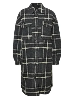 VMCHRISSIEQUILT LONG CHECK SHIRT GA dark grey melange