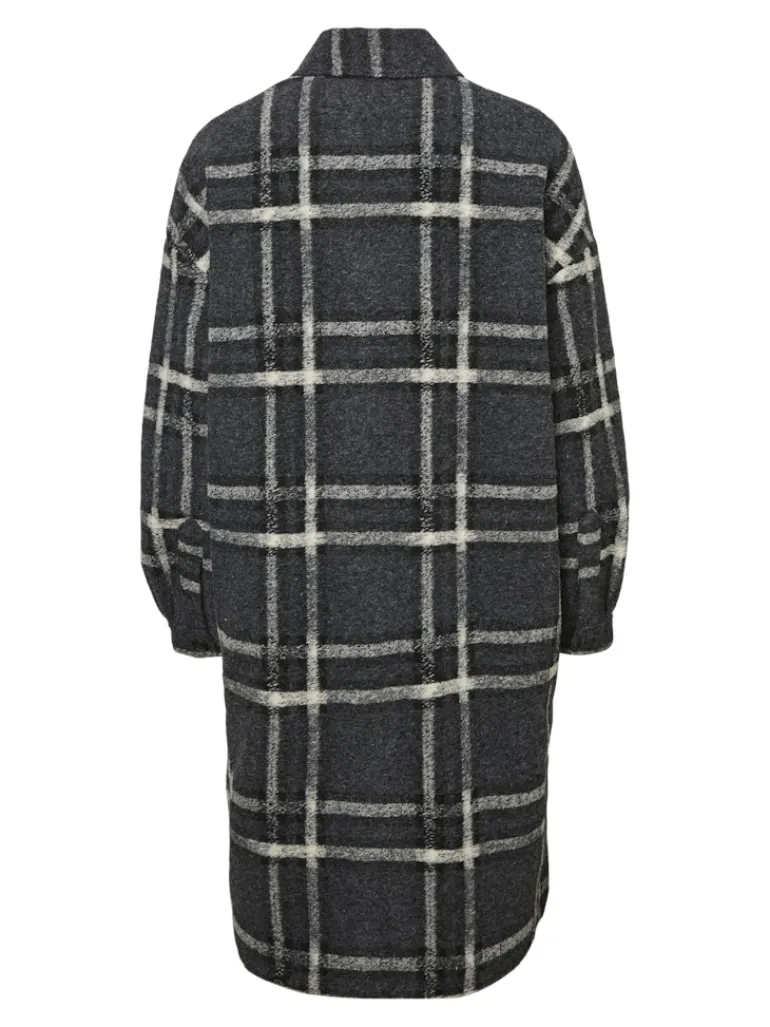 VMCHRISSIEQUILT LONG CHECK SHIRT GA dark grey melange