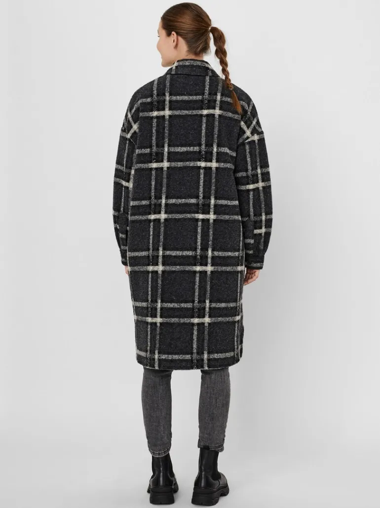 VMCHRISSIEQUILT LONG CHECK SHIRT GA dark grey melange