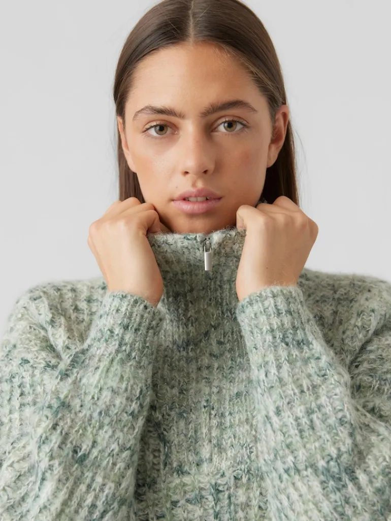 VMCLAUDIA LS HIGH-NECK ZIPPER BLOUSE GA loden frost