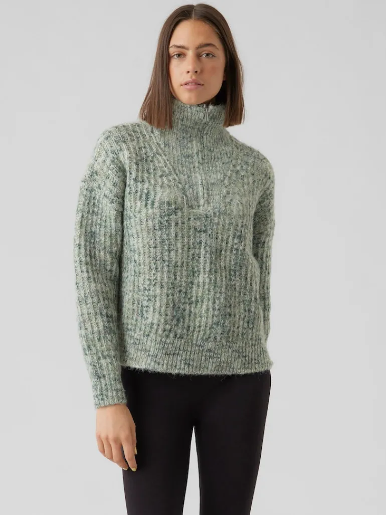 VMCLAUDIA LS HIGH-NECK ZIPPER BLOUSE GA loden frost