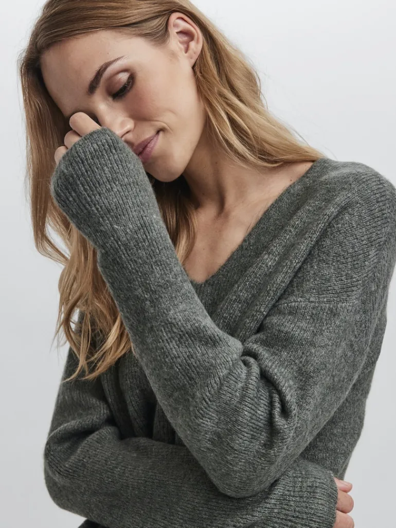 VMCREWLEFILE LS V-NECK BLOUSE NOOS balsam green