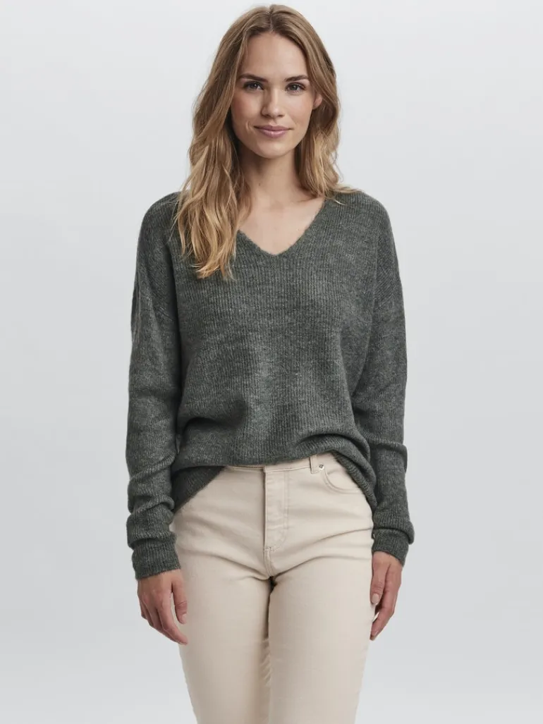 VMCREWLEFILE LS V-NECK BLOUSE NOOS balsam green