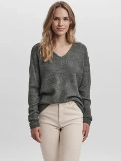 VMCREWLEFILE LS V-NECK BLOUSE NOOS balsam green