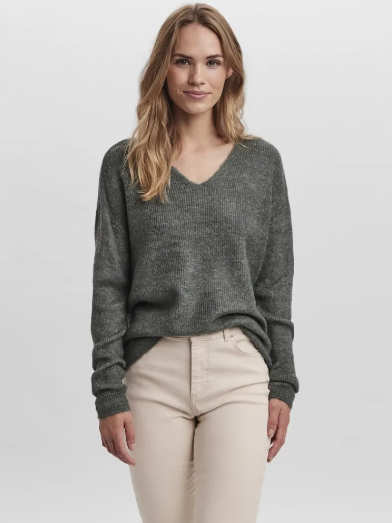 VMCREWLEFILE LS V-NECK BLOUSE NOOS balsam green