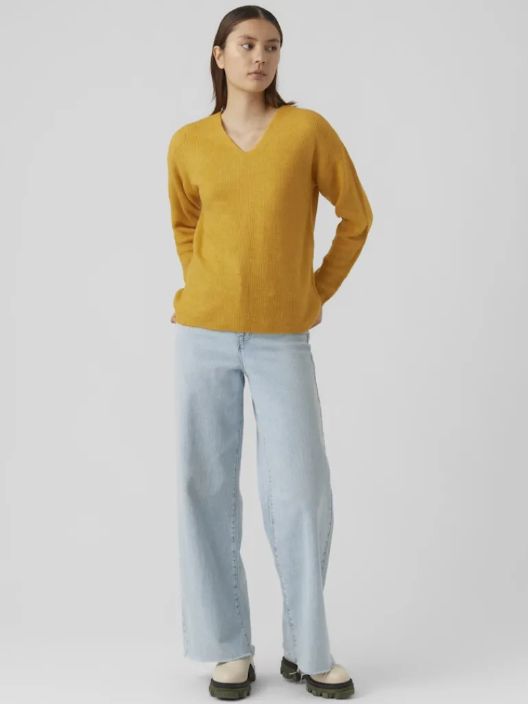 VMCREWLEFILE LS V-NECK BLOUSE NOOS golden yellow