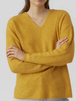 VMCREWLEFILE LS V-NECK BLOUSE NOOS golden yellow