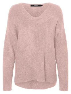 VMCREWLEFILE LS V-NECK BLOUSE NOOS hellrosa2