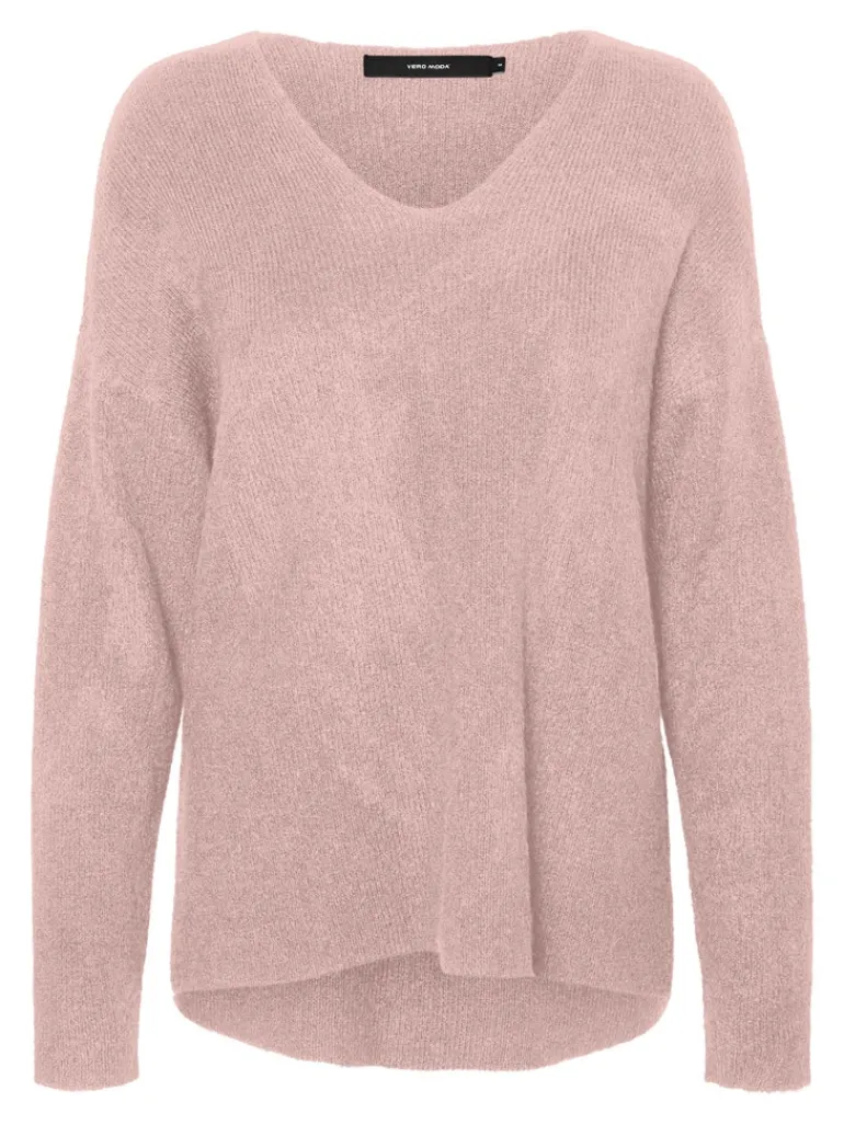 VMCREWLEFILE LS V-NECK BLOUSE NOOS hellrosa2
