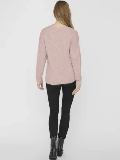 VMCREWLEFILE LS V-NECK BLOUSE NOOS hellrosa2