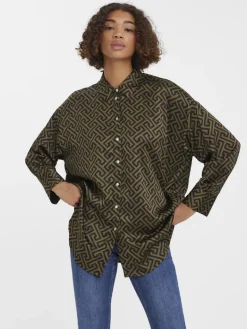 VMDAISY DAS LS OVERSIZE SHIRT WVN ivy green