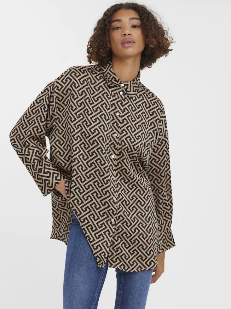 VMDAISY DAS LS OVERSIZE SHIRT WVN silver mink