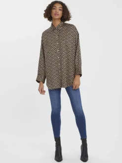 VMDAISY DAS LS OVERSIZE SHIRT WVN silver mink