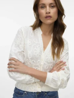VMDAISY LS DETAIL TOP WVN cloud dancer