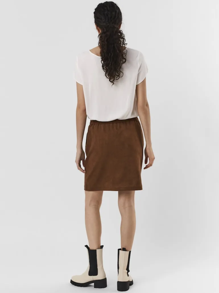 VMDANA HW SHORT FAUX SUEDE SKIRT GA cognac