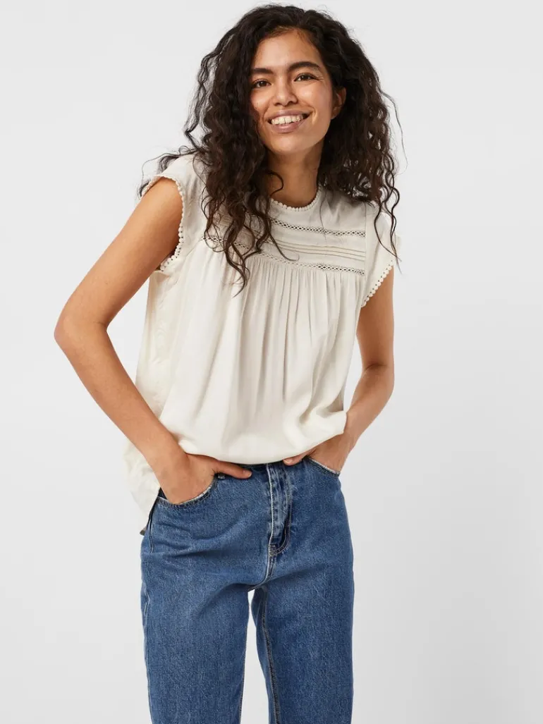 VMDEBBIE PLEAT S/L TOP NOOS snow white