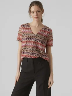 VMDICTE SS V-NECK TOP JRS bittersweet