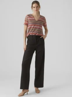VMDICTE SS V-NECK TOP JRS bittersweet