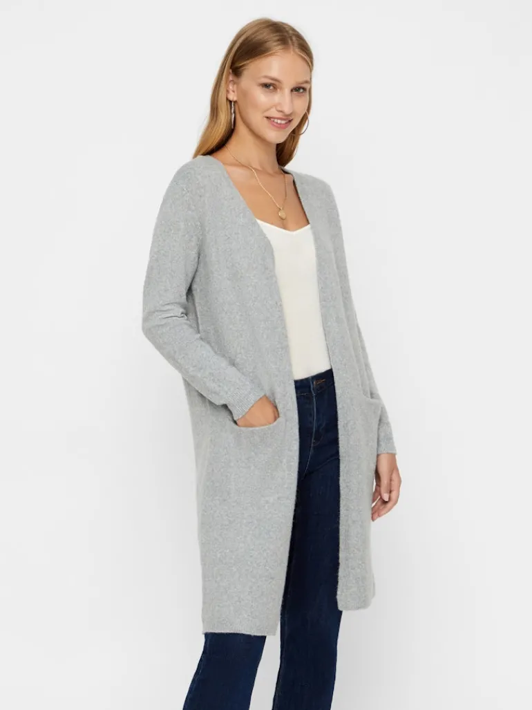 VMDOFFY LS LONG OPEN CARDIGAN GA NOOS light grey melange