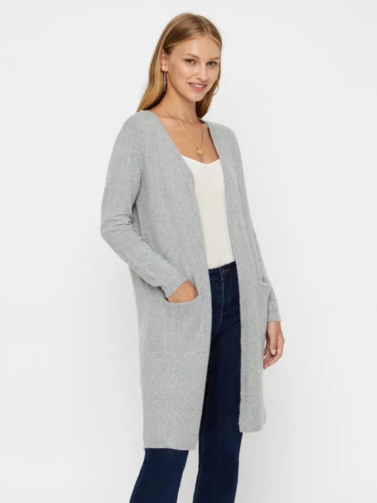 VMDOFFY LS LONG OPEN CARDIGAN GA NOOS light grey melange