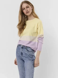 VMDOFFY LS O-NECK BLOCK BLOUSE GA CL lemon meringue