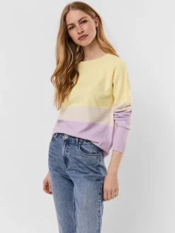VMDOFFY LS O-NECK BLOCK BLOUSE GA CL lemon meringue