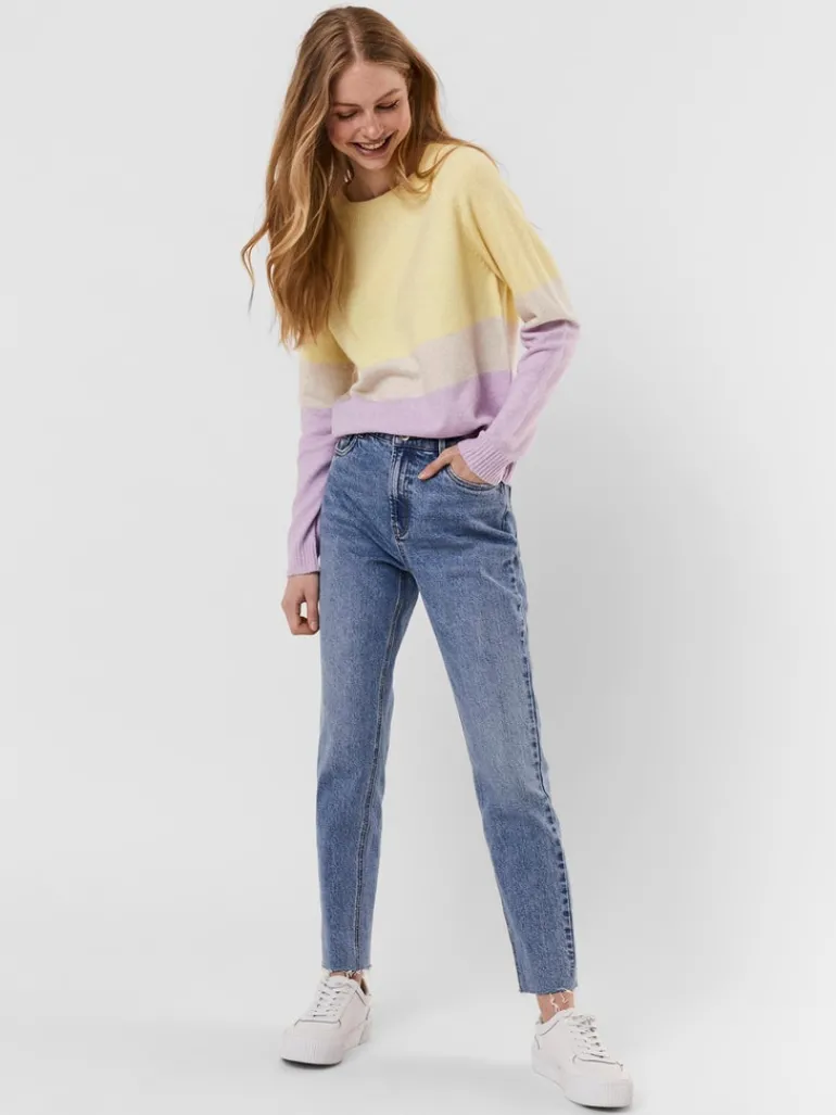 VMDOFFY LS O-NECK BLOCK BLOUSE GA CL lemon meringue