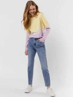 VMDOFFY LS O-NECK BLOCK BLOUSE GA CL lemon meringue