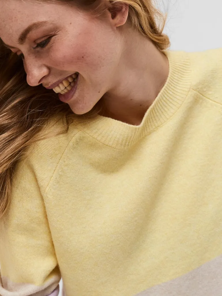 VMDOFFY LS O-NECK BLOCK BLOUSE GA CL lemon meringue