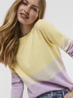 VMDOFFY LS O-NECK BLOCK BLOUSE GA CL lemon meringue
