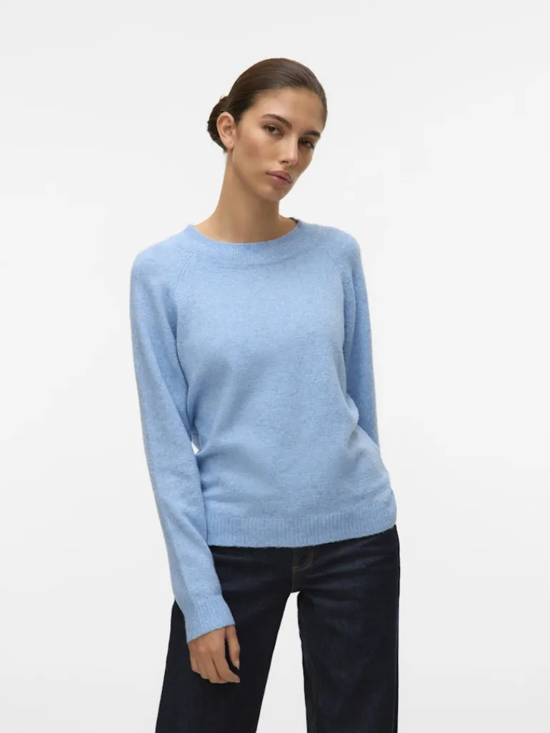 VMDOFFY LS O-NECK BLOUSE GA NOOS blue jasper