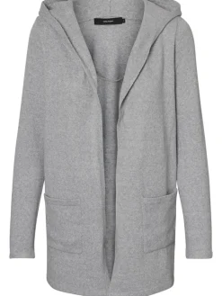 VMDOFFY LS OPEN HOOD CARDIGAN GA NOOS light grey melange