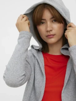 VMDOFFY LS OPEN HOOD CARDIGAN GA NOOS light grey melange