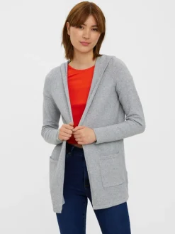 VMDOFFY LS OPEN HOOD CARDIGAN GA NOOS light grey melange