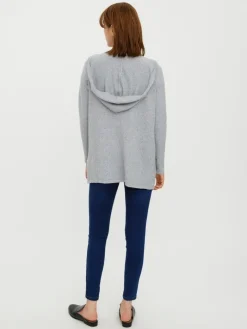 VMDOFFY LS OPEN HOOD CARDIGAN GA NOOS light grey melange