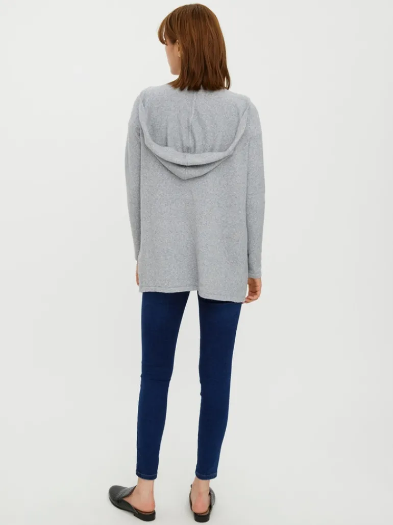 VMDOFFY LS OPEN HOOD CARDIGAN GA NOOS light grey melange