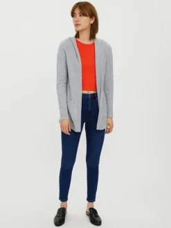VMDOFFY LS OPEN HOOD CARDIGAN GA NOOS light grey melange