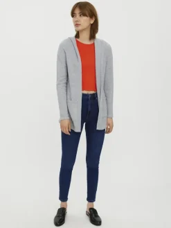 VMDOFFY LS OPEN HOOD CARDIGAN GA NOOS light grey melange
