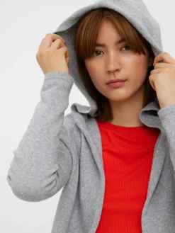 VMDOFFY LS OPEN HOOD CARDIGAN GA NOOS light grey melange