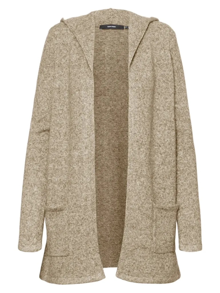 VMDOFFY LS OPEN HOOD CARDIGAN GA NOOS sepia tint
