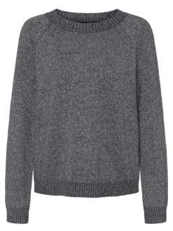 VMDOFFYSHINE LS O-NECK BLOUSE REP NOOS asphalt