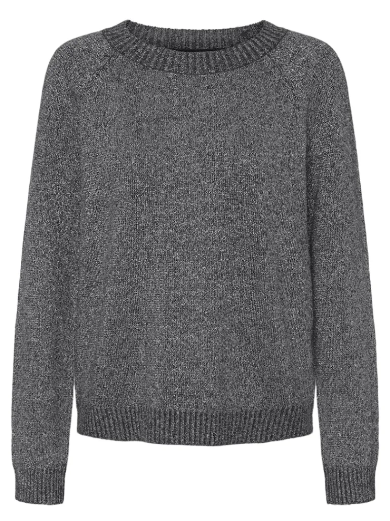 VMDOFFYSHINE LS O-NECK BLOUSE REP NOOS asphalt