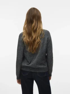 VMDOFFYSHINE LS O-NECK BLOUSE REP NOOS asphalt