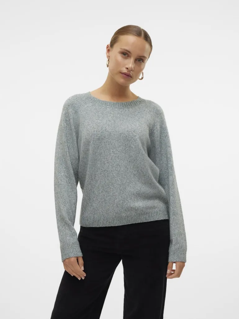 VMDOFFYSHINE LS O-NECK BLOUSE REP NOOS balsam green