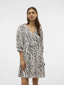 VMDORA DESY 3/4 V-N SHORT DRESS WVN BTQ cloud dancer