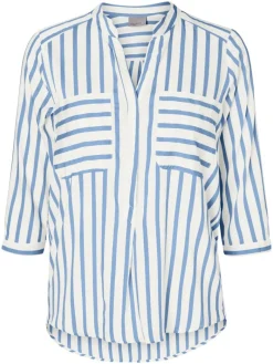 VMERIKA STRIPE 3/4 SHIRT TOP WVNE10 snow white2