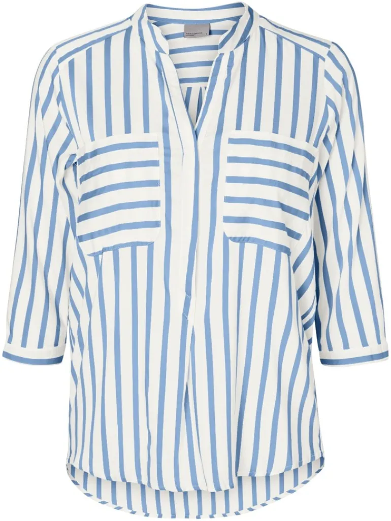 VMERIKA STRIPE 3/4 SHIRT TOP WVNE10 snow white2