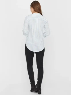 VMERIKA STRIPE 3/4 SHIRT TOP WVNE10 snow white2