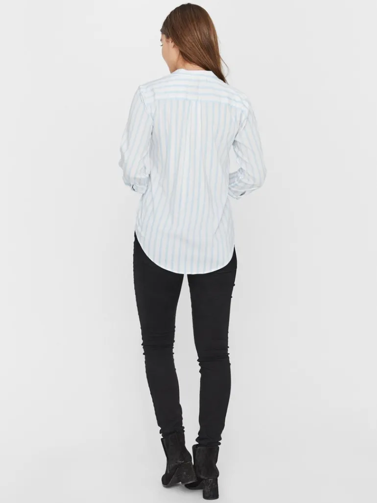 VMERIKA STRIPE 3/4 SHIRT TOP WVNE10 snow white2